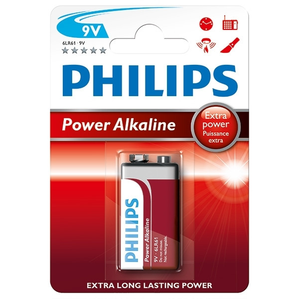 Bateria 9V 6LR61 Philips Power Alkaline E-Block, 1 sztuka 098306 - 1