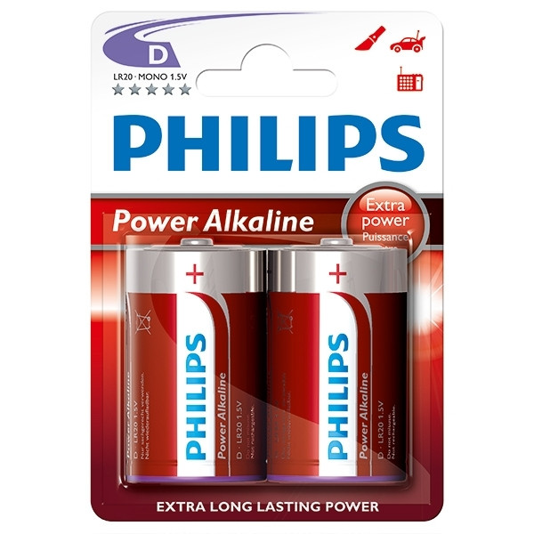 Philips Bateria alkaliczna Philips Power Alkaline LR20 Mono D, 2 sztuki LR20P2B/10 098305 - 1