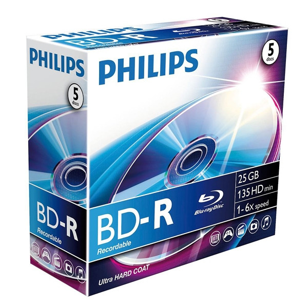 Philips Płyty Philips Blu-Ray-R, 5 sztuk BR2S6J05C/00 098020 - 1