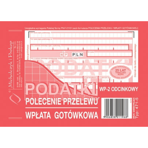 Podatki polecenie przelewu - wpłata gotówkowa - 2 odcinkowe 471-5 471-5 246903 - 1