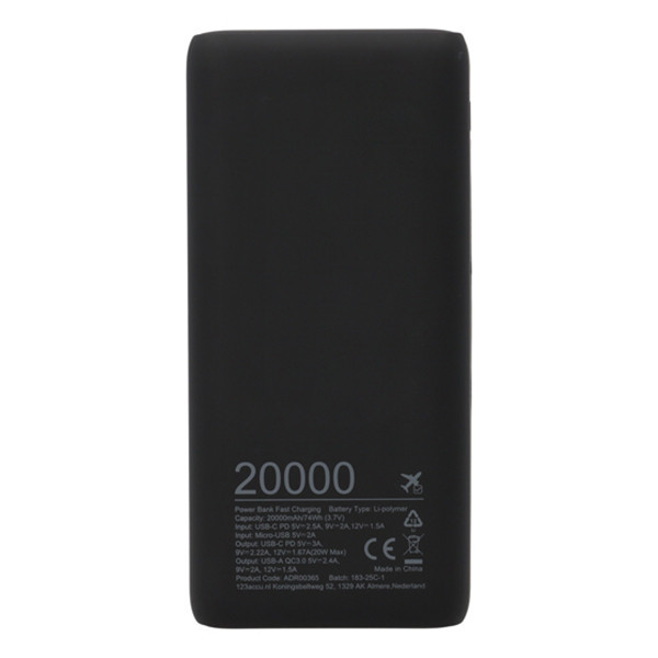 Powerbank z szybkim ładowaniem | czarny | (20 W, 20000 mAh) | 123drukuj ADR00365 - 8