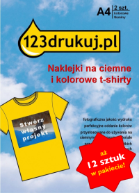 Promocja: papier transferowy na ciemne i kolorowe T-shirty (12 kartek) 123drukuj  060860