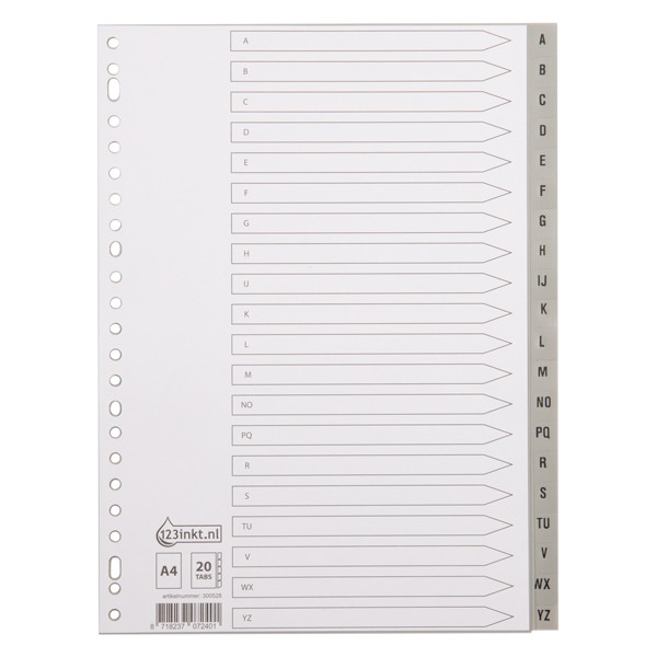Przekładki plastikowe A4 alfabetyczne (20 zakładek | 23 otowory), 123drukuj 300528 - 1