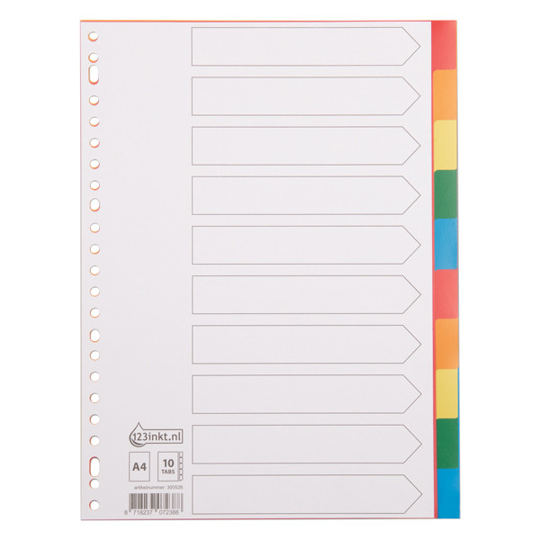 Przekładki plastikowe A4 kolorowe (10 zakladek | 23 otwory), 123drukuj 300526 - 1