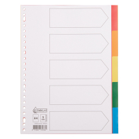 Przekładki plastikowe A4 kolorowe (5 zakładek | 23 otwory), 123drukuj 300524