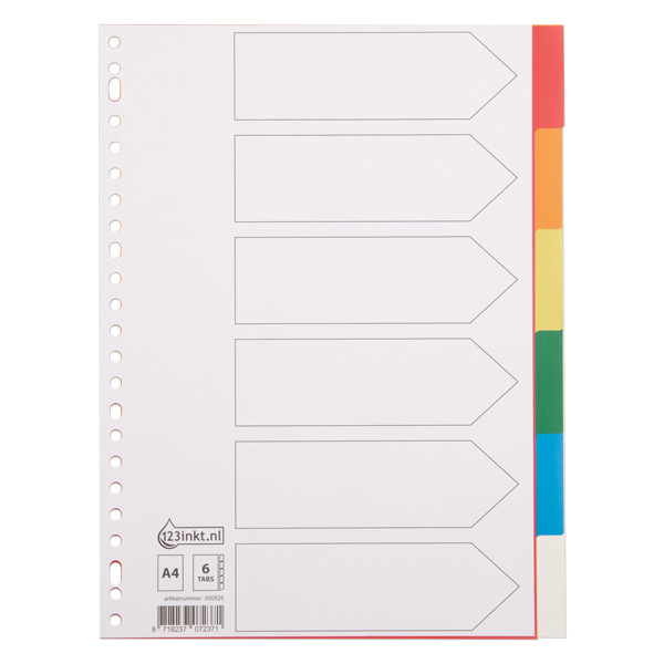 Przekładki plastikowe A4 kolorowe (6 zakładek | 23 otwory), 123drukuj 300525 - 1