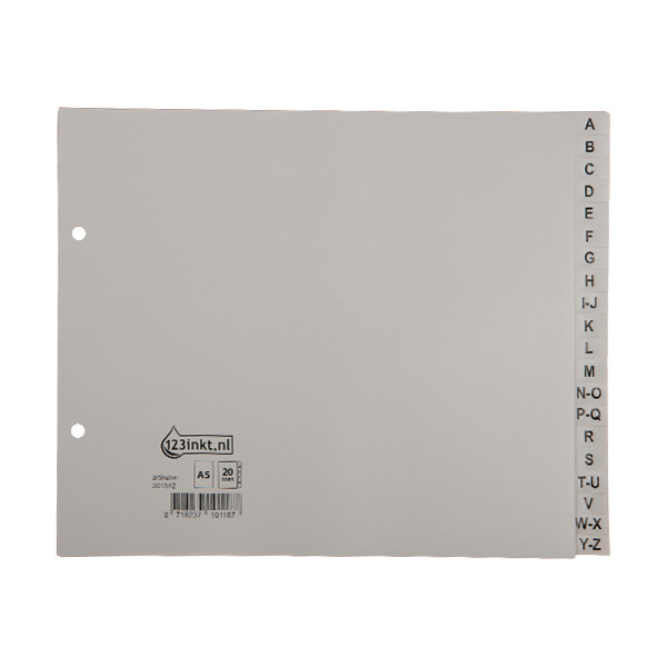Przekładki plastikowe A5 alfabetyczne (20 zakładek | 2 otwory), 123drukuj 301542 - 1