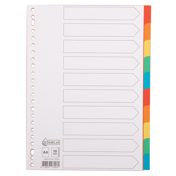 Przekładki tekturowe A4 kolorowe (10 zakładek | 23 otwory), 123drukuj 300535 - 1