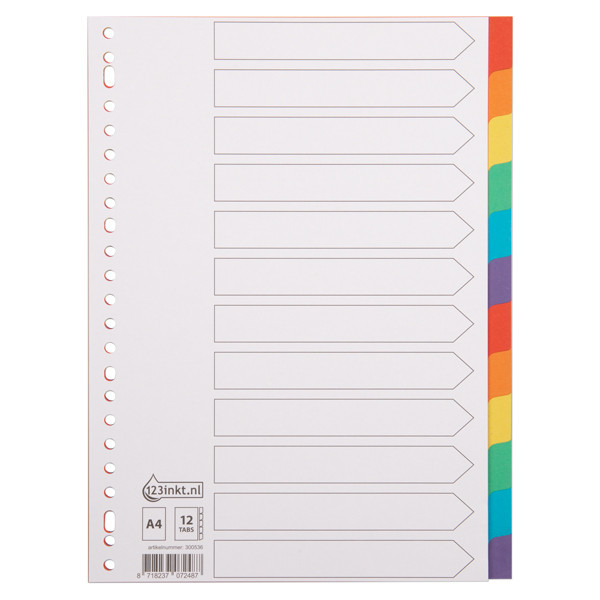 Przekładki tekturowe A4 kolorowe (12 zakładek | 23 otwory), 123drukuj 300536 - 1