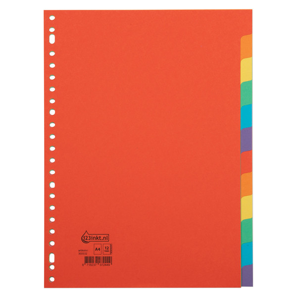 Przekładki tekturowe A4 kolorowe (12 zakładek | 23 otwory), 123drukuj 300532 - 1