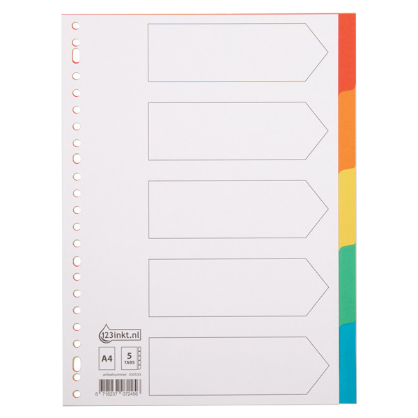 Przekładki tekturowe A4 kolorowe (5 zakładek | 23 otwory), 123drukuj 300533 - 1