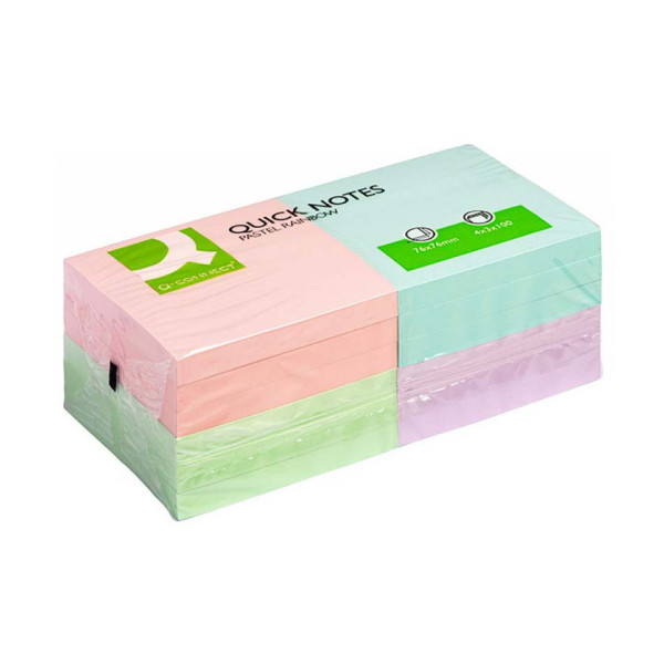 Q-Connect Karteczki samoprzylepne mix 4 kolorów Q-Qonnect Rainbow 76x76 mm (4x3x100 kartek) KF10509 235124 - 1