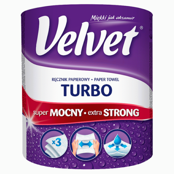 Ręcznik papierowy VELVET Turbo, 3-warstowy, 300 listków, BIAŁY VLK-5220028 144732 - 1