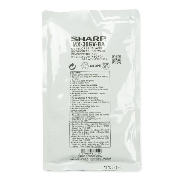 Sharp MX-36GVBA developer czarny, oryginalny MX-36GVBA 082308 - 1