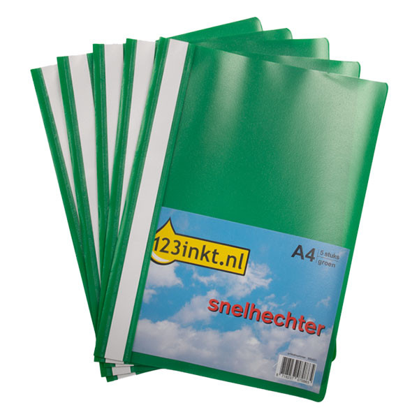 Skoroszyt A4 na dokumenty, zielony (5 sztuk), 123drukuj 300451 - 1