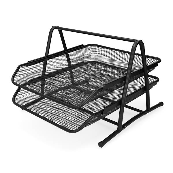 Szuflada na dokumenty z 2 przegródkami, siatkowa, czarna, 123drukuj 303080 - 1