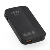 Szybka ładowarka USB-C + USB-A 65W | czarna | 123drukuj 302916