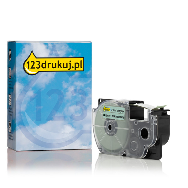 Taśma Casio XR-12ASGN taśma, nadruk szary na pastelowym zielonym 12 mm, wersja 123drukuj 056430 - 1