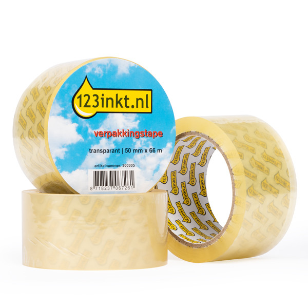 Taśma pakowa przeźroczysta 50 mm x 66 m (3 sztuki), 123drukuj 300340 - 1