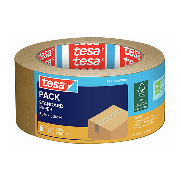 Taśma pakowa Tesa Eco Paper Standard papier brązowy 50 mm x 50 m (1 rolka) 203301 - 1