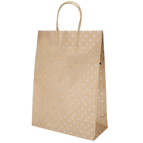 Torebka prezentowa, ozdobna 24x33 cm Kraft srebrne kropki 507011 246992 - 1