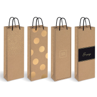 Torebka prezentowa, ozdobna na butelkę, Interdruk 13x36 cm Kraft mix wzorów 492368 246996