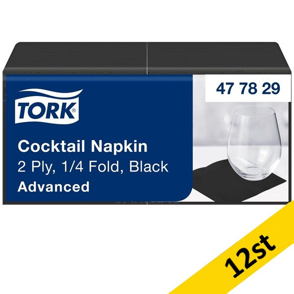 Serwetki papierowe koktajlowe TORK | 477829 | 24 × 24 cm, 2-warstwowe | czarne SE200406 - 2