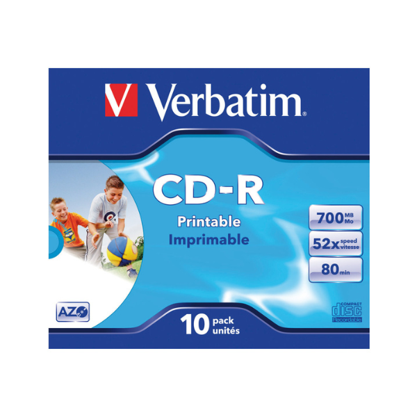 Verbatim Płyta CD-R Verbatim 43325, 700MB 52x DataLife+ AZO, do nadruku, 10 szt. 43325 833189 - 1