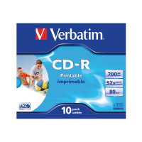 Verbatim Płyta CD-R Verbatim 43325, 700MB 52x DataLife+ AZO, do nadruku, 10 szt. 43325 833189