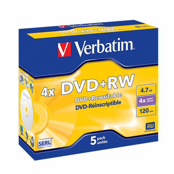 Płyta DVD+RW Verbatim 43229, 4.7GB 4x, 5 szt. 833204 - 1