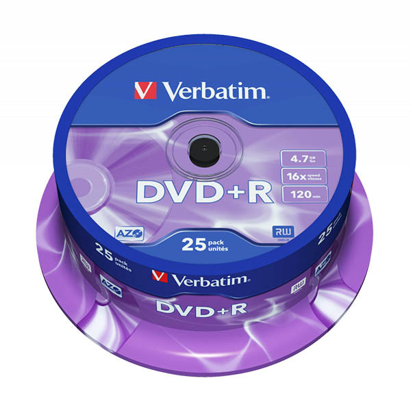 Płyta DVD+R Verbatim 43500 4,7gb x16, Matte silver, 25 szt. 833198 - 1