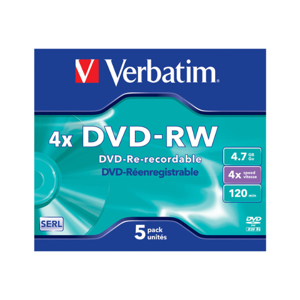 Verbatim Płyta DVD-RW Verbatim 43285, 4.7GB 4x, 5 szt. 43285 833217 - 1