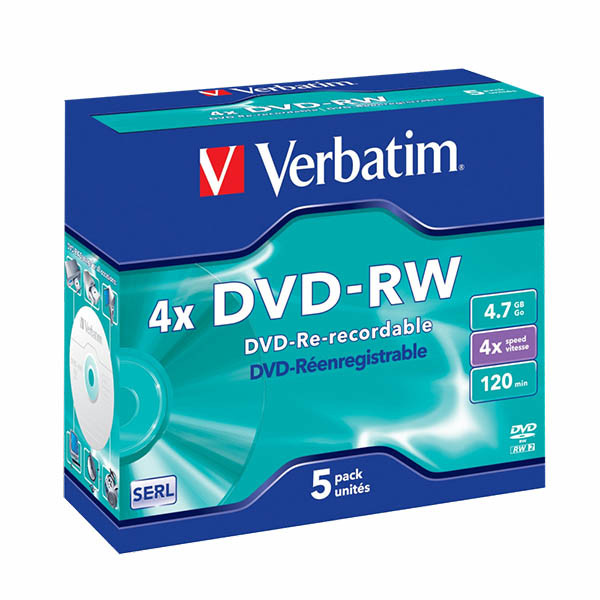 Płyta DVD-RW Verbatim 43285, 4.7GB 4x, 5 szt. 833217 - 1