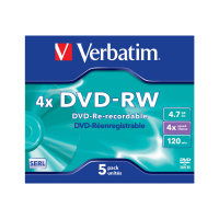 Verbatim Płyta DVD-RW Verbatim 43285, 4.7GB 4x, 5 szt. 43285 833217