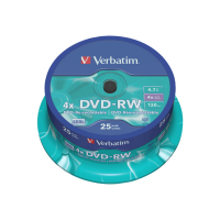 Verbatim Płyta DVD-RW Verbatim 43639, 4,7GB 4x, 25 szt. 43639 833219