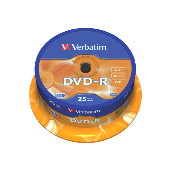 Verbatim Płyta DVD-R Verbatim 43522, 4.7GB 16x matte silver, 25 szt. 43522 833211 - 1