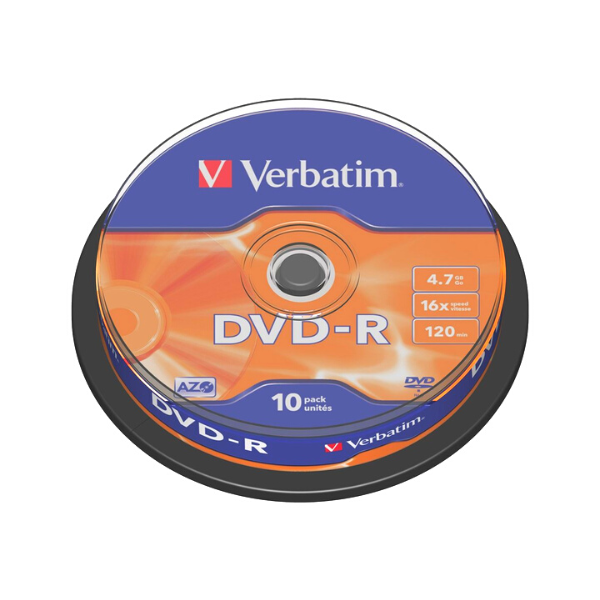 Verbatim Płyta DVD-R Verbatim 43523, 4.7GB 16x matte silver, 10 szt. 43523 833210 - 1