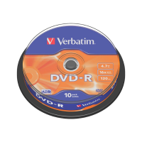 Verbatim Płyta DVD-R Verbatim 43523, 4.7GB 16x matte silver, 10 szt. 43523 833210