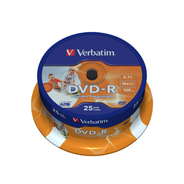 Verbatim Płyta DVD-R Verbatim 43538, 4.7GB 16x, do nadruku, 25 szt. 43538 833214 - 1