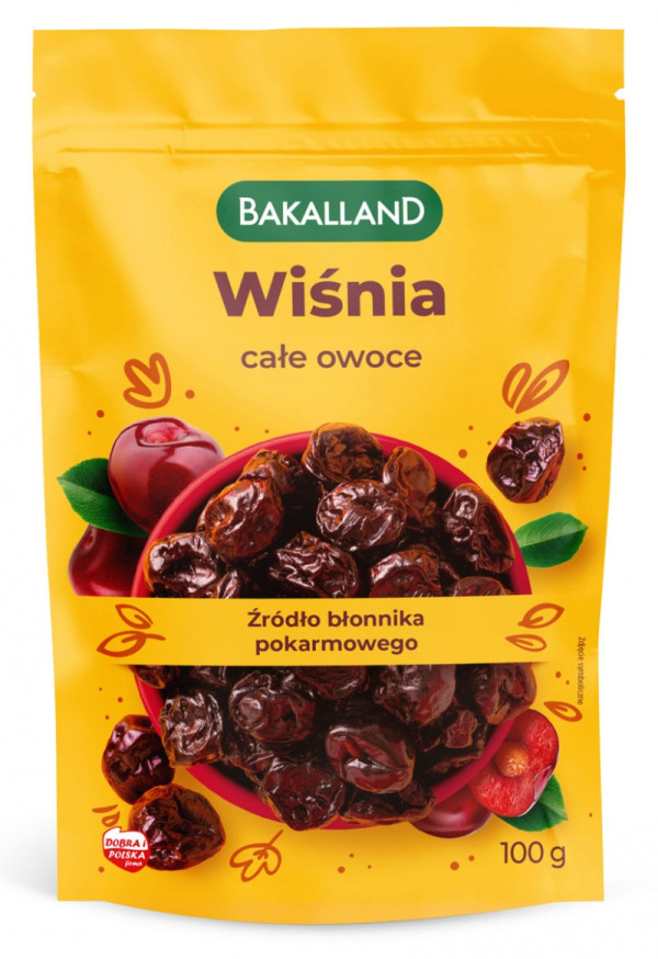 Wiśnia suszona Bakalland, całe owoce, 100 g 700393 - 1