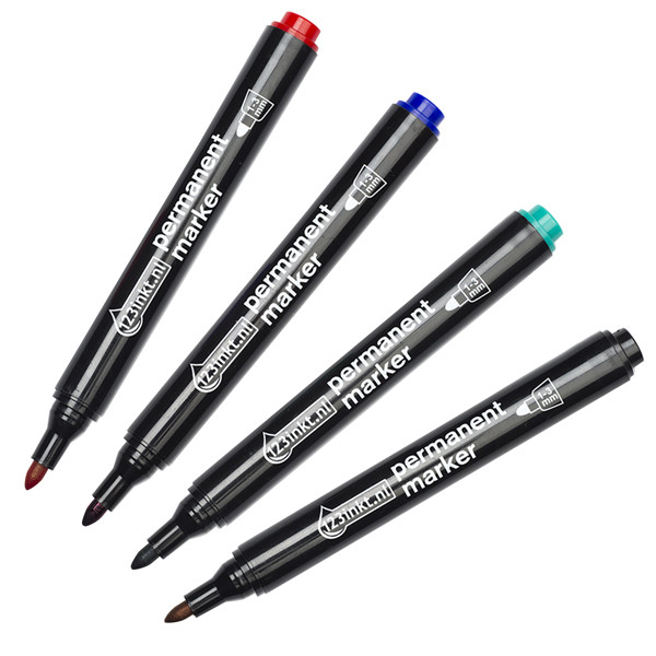 Zestaw 4x marker permanentny (okrągła końcówka 2,5 mm), 123drukuj  300197 - 1