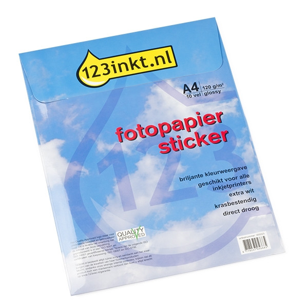 Zestaw Papier fotograficzny samoprzylepny, błyszczący A4 (60 naklejek), 123drukuj, 300341 - 1