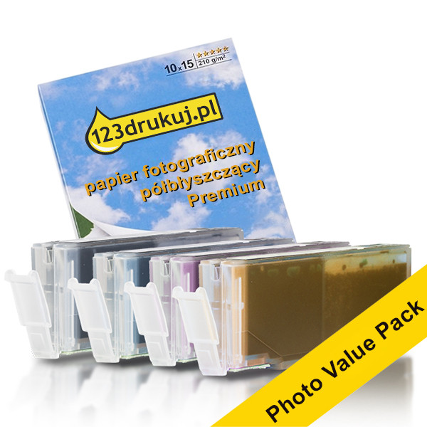 Zestaw promocyjny: Canon CLI-581 BK/C/M/Y czarny + 3 kolory + papier foto, wersja 123drukuj 132312 - 1