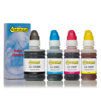 Zestaw promocyjny: Canon GI-590 czarny + 3 kolory, wersja 123drukuj 1603C001C 1604C001C 1605C001C 1606C001C 127161