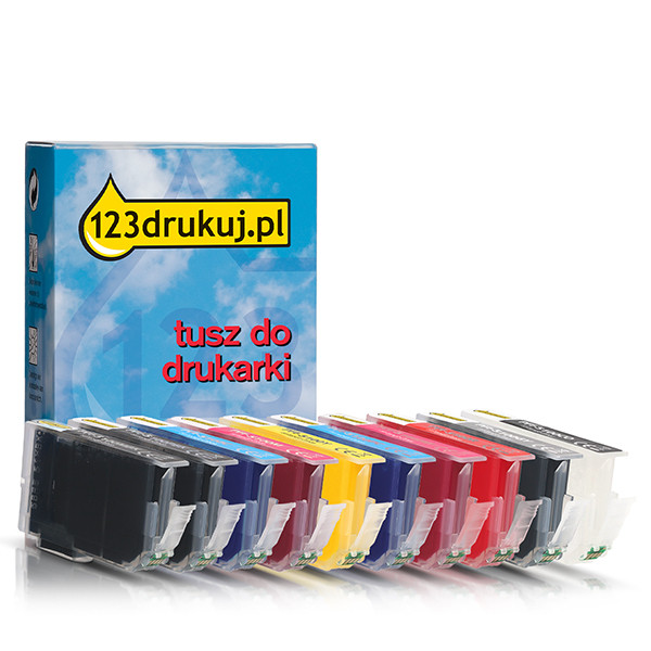 Zestaw promocyjny: Canon PFI-5100 MBK/PBK/C/M/Y/PC/PM/GY/R/CO 2 czarne + 8 kolorów, wersja 123drukuj 130762 - 1