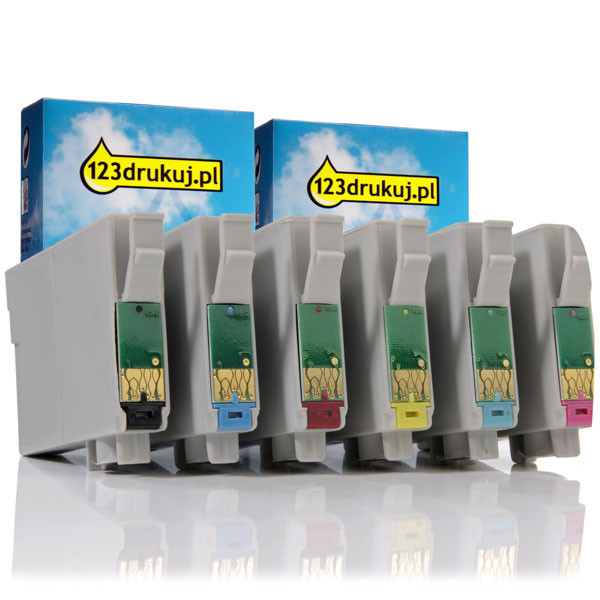 Zestaw promocyjny: Komplet tuszów do serii T079 (czarny + 5 kolorów), wersja 123drukuj C13T07914010C C13T07924010C C13T07934010C C13T07944010C C13T07954010C 110586 - 1