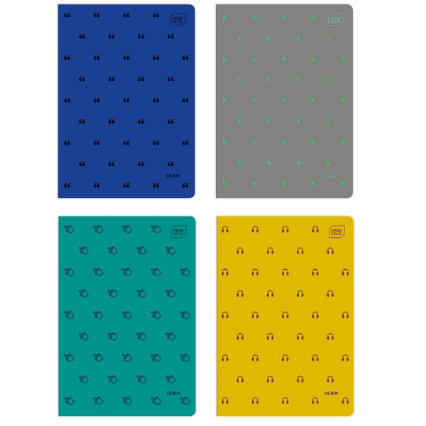 Zeszyt A5 / 32 kartek, Interdruk Icon, potrójna kolorowa linia, mix kolorów  246965 - 1