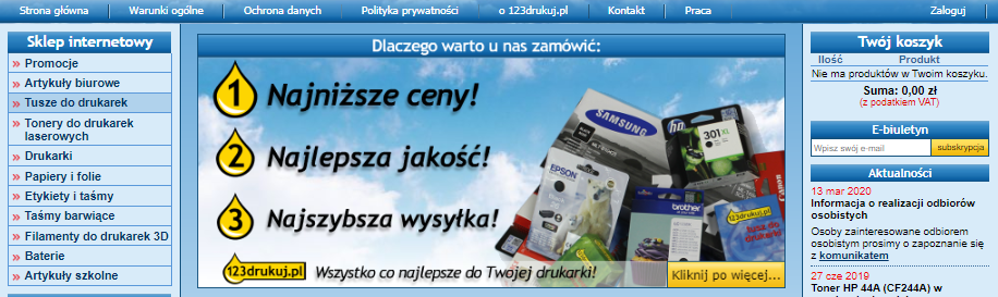 123drukuj.pl sklep z tuszami i tonerami - kategorie
