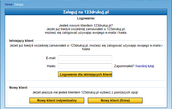 123drukuj.pl panel logowania